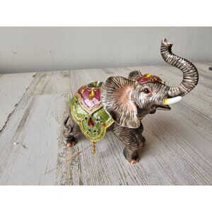 Kalifano jeweled elephant rhinestone trinket box jewelry green